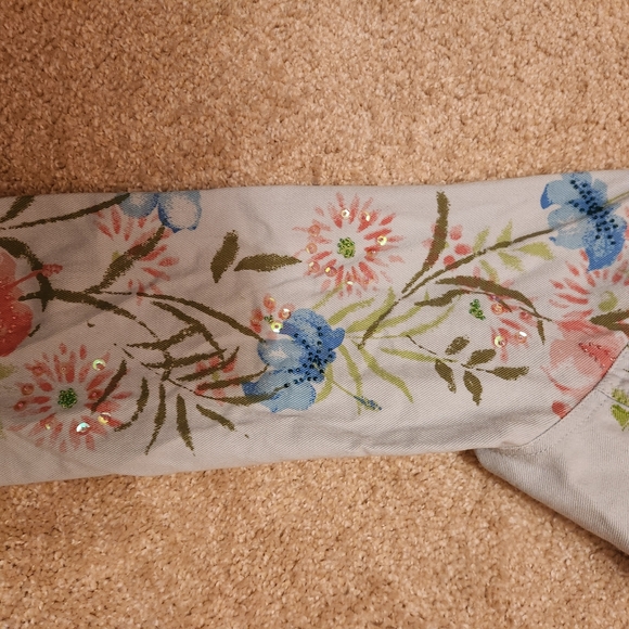Nwt  Coldwater Creek Womens Jean Jacket Lightwash Floral Size Xl - Picture 10 of 11